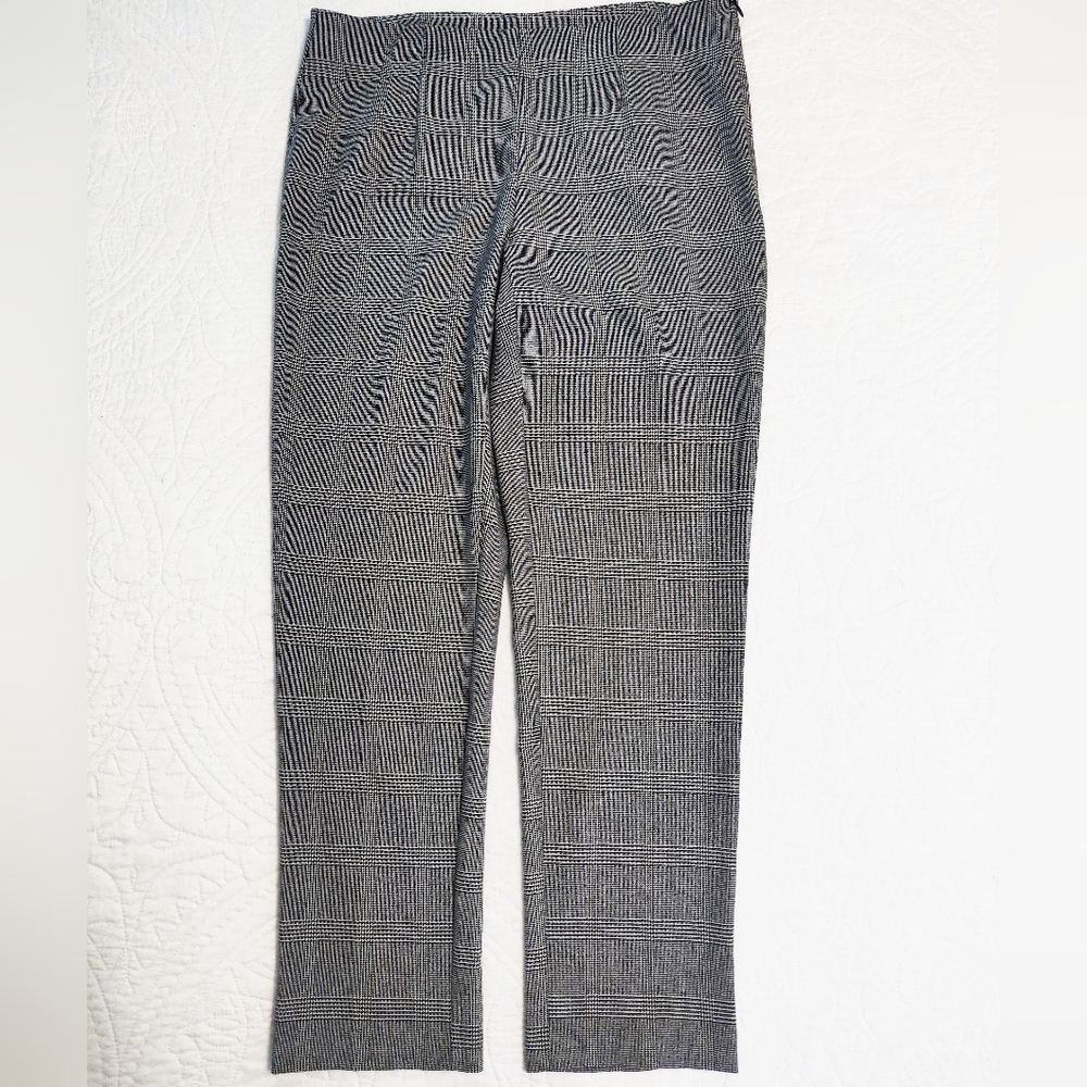Plaid Stretch Ankle Trousers.